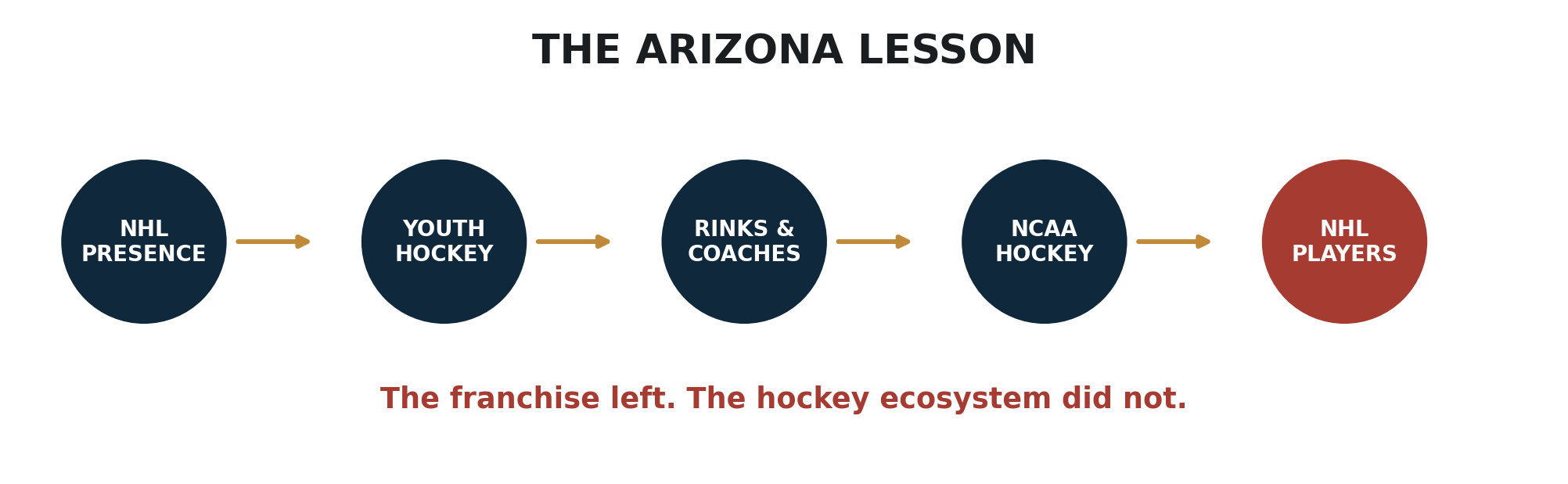 The Arizona lesson: NHL presence can lead to youth hockey, rinks and coaches, NCAA hockey and NHL players. The franchise left; the hockey ecosystem did not.
